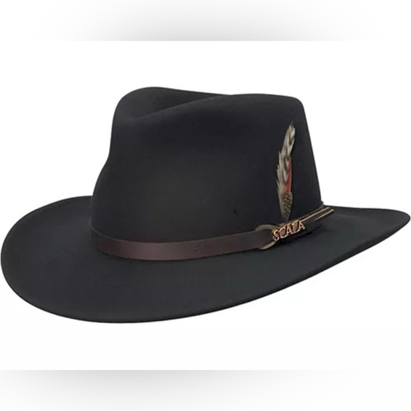 Scala Other - Scala Outback Classico Black Hat with Feather Detail